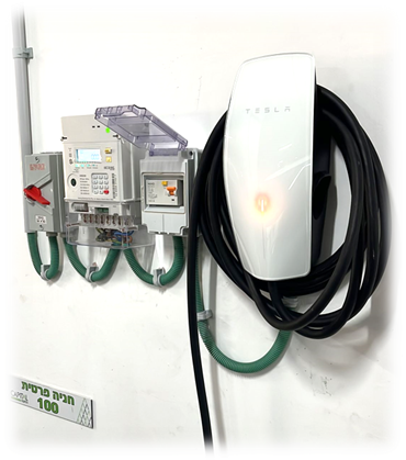 Wall-mounted EV charger installation example from Israel.
